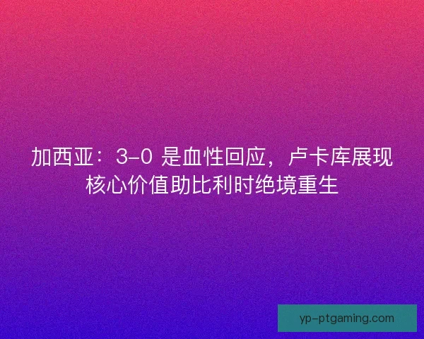加西亚：3-0 是血性回应，卢卡库展现核心价值助比利时绝境重生